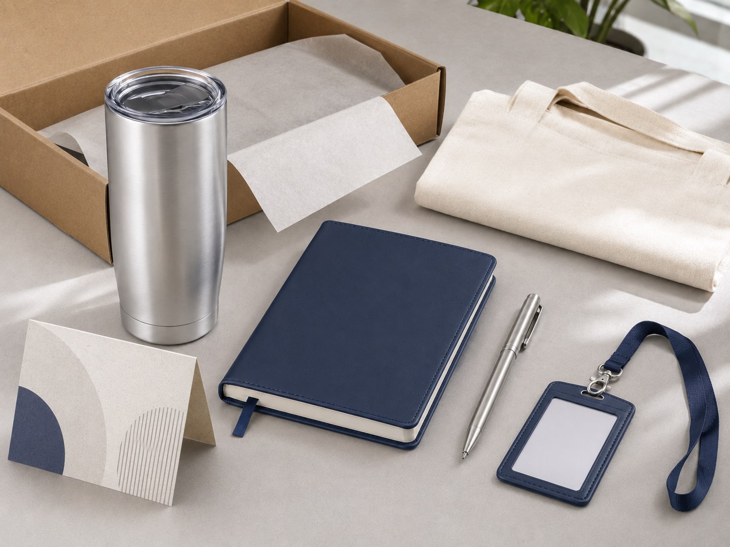 Employee onboarding gift kit with office essentials and branded welcome products