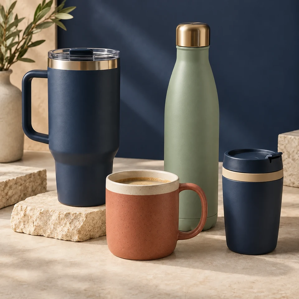 Collection of custom drinkware