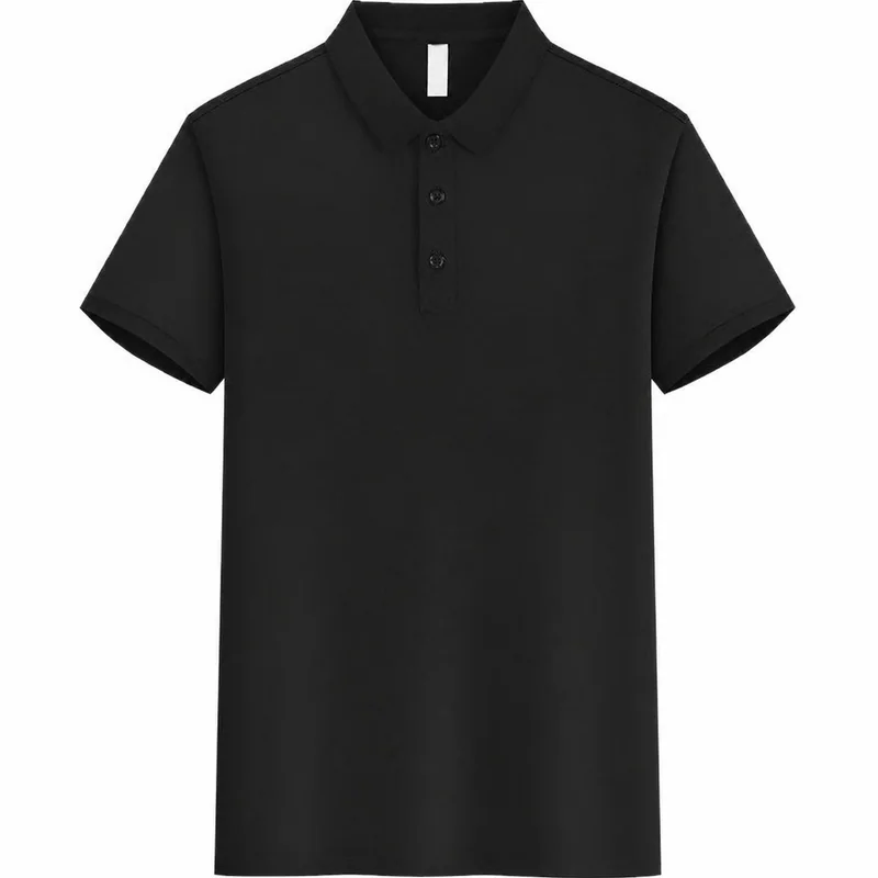 Plain black short-sleeve polo shirt for custom branding