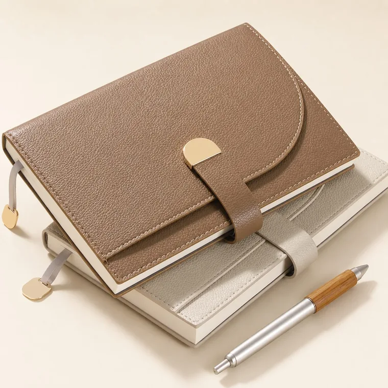 Premium PU leather notebooks with strap closure and pen