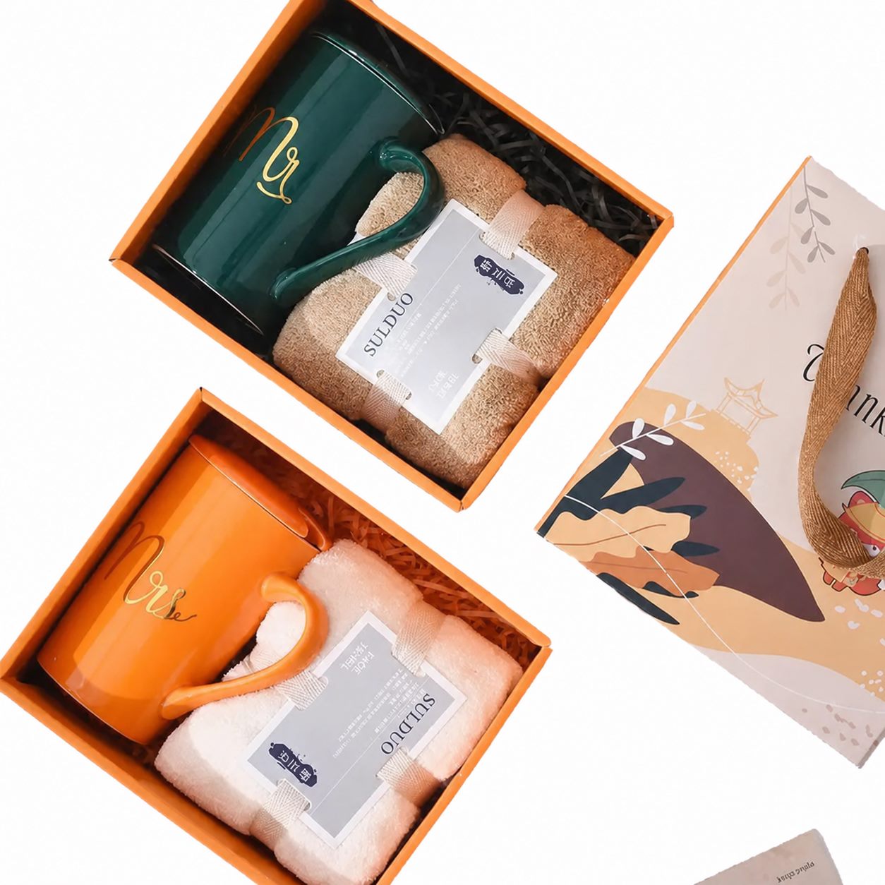 Ceramic mug and towel presentation gift set